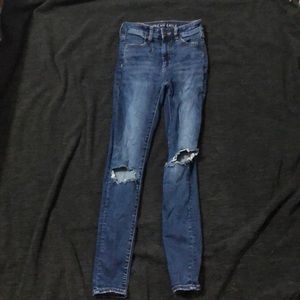 Dark wash jeans from American eagle with rips in knees